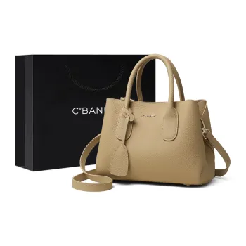 C°BANNER Cow Leather With Synthetic Leather Mom Bag, Crossbody Handbag Tubas Women's Light Khaki