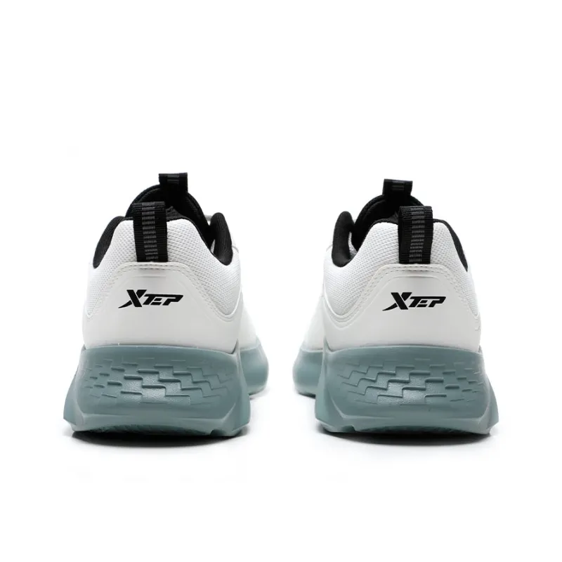 XTEP Non slip Wear resistant Shock Absorption Low Top Casual Running Shoes Men's Sail White Silver Fish Green-3