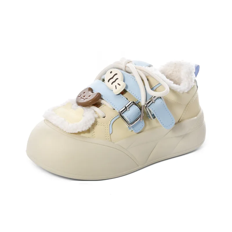 Lovely You Thermal Lightweight Slip Resistant Low Top Skateboard Shoes Women's Yellow Blue-25