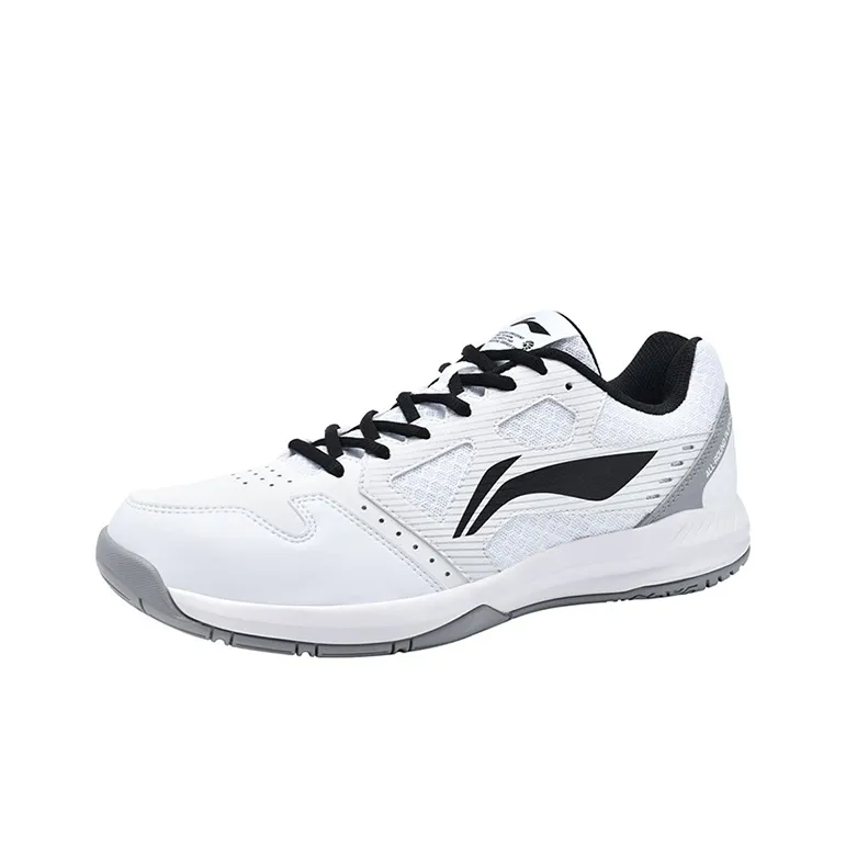 LiNing Feather Anti-Slip Wear-Resistant Low-Top Badminton Shoes Unisex White Black-1