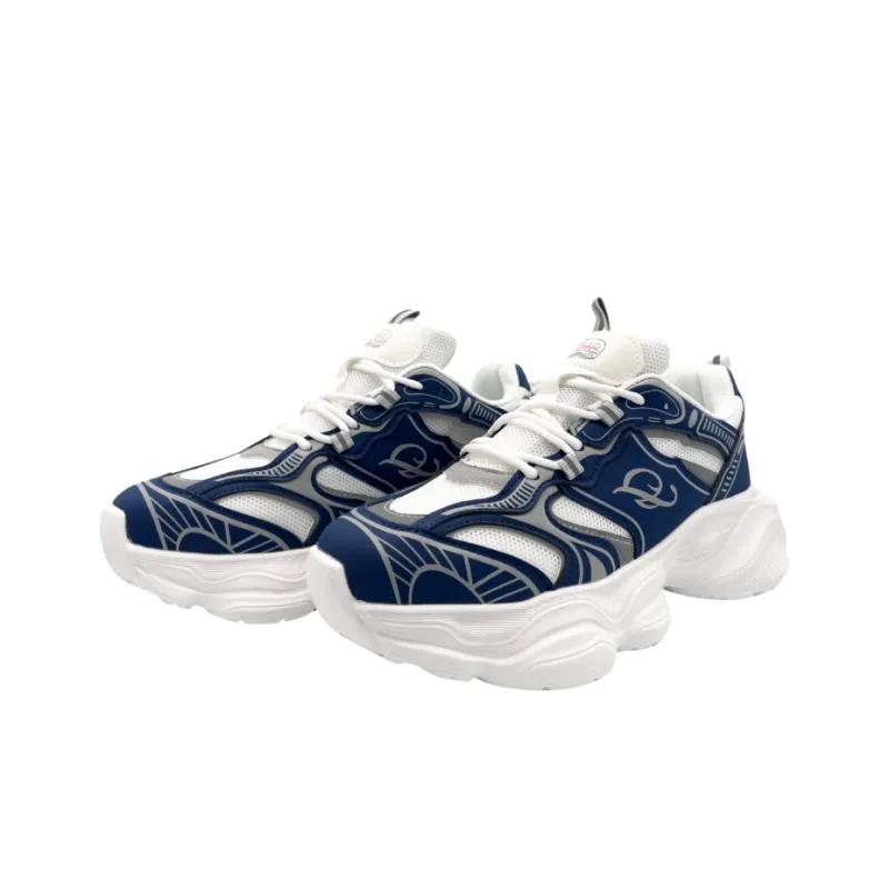 QIANJIN Low Top Chunky Sneakers Men's Navy Blue-2