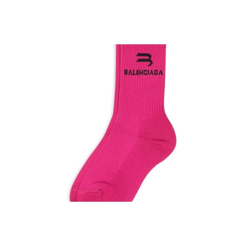 Balenciaga SS22 Mid-Calf Socks Regular Fit Women's 1 Pack Rose Red-4
