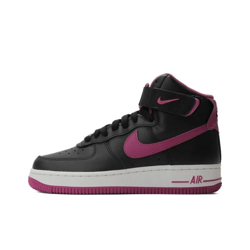 Nike Air Force 1 Anti Slip Wear Resistant High Top Skateboard Shoes Women's Black Purple-0