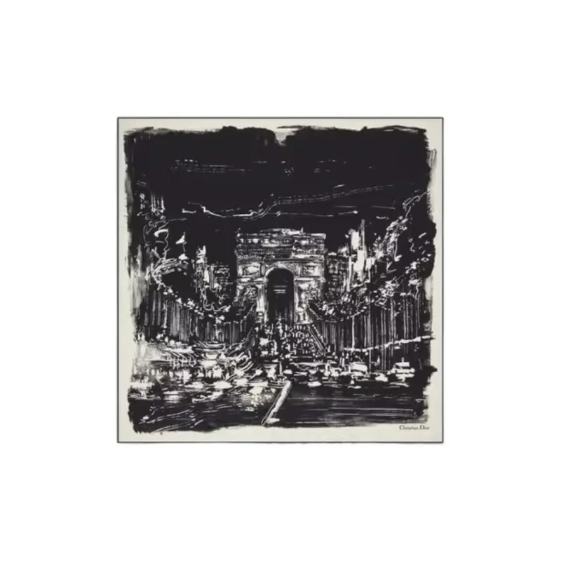 DIOR Mulberry Silk Scarves Women's Black-2