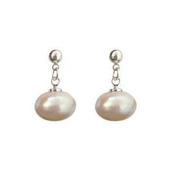 Zhongzang Gold Plated Copper Faux Pearl Earrings Unisex