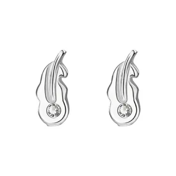 Heart Grass 999 Fine Silver Stud Earrings Women's