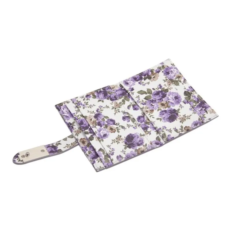 Vunque Natural Leather Wallet Small Size Women's Ivory With Purple Accents-3