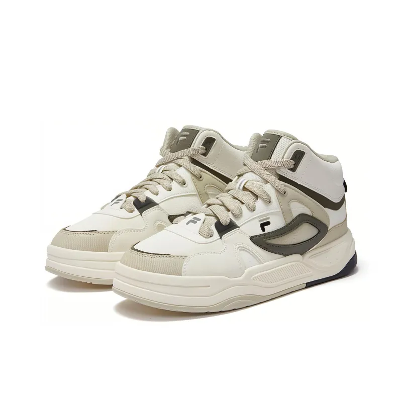 FILA FUSION BANK II Wear Resistant Mid Top Skateboard Shoes Men's Antique White Color-2