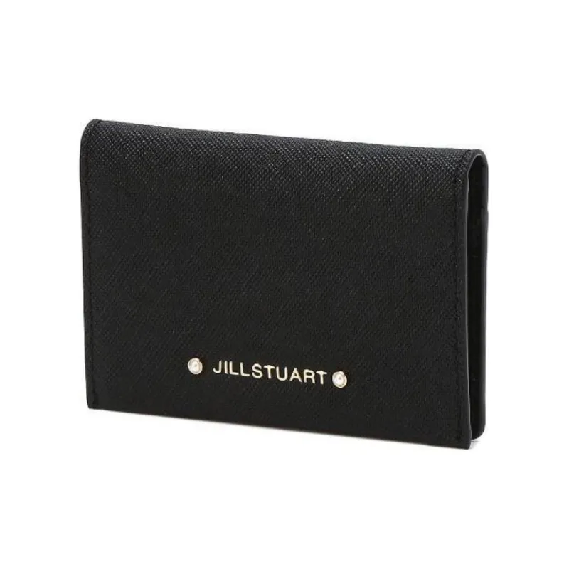 JILL STUART Cow Leather Card Holder Women's Black-0