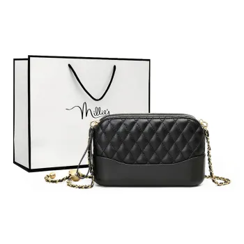 MILLIE'S Cow Leather With Synthetic Leather Shoulder Bag, Crossbody Bag Regular Women's Black
