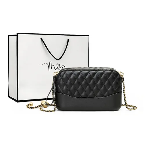 MILLIE'S Cow Leather With Synthetic Leather Shoulder Bag, Crossbody Bag Regular Women's Black