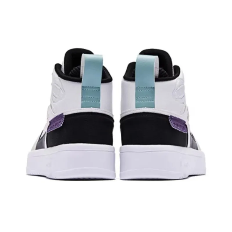 QIAODAN Coverage Anti-Slip And Wear-Resistant High-Top Skateboard Shoes Men's Jordan White Daylily White-4