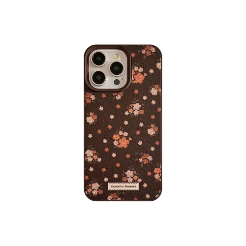 Cuttlefish Grid TPU Material Chocolate Vintage Small Bouquet Niche Phone Case Compatible With Apple 16/15/14/13/12/11