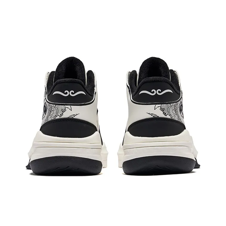 Erke Battery Panda 3V2 Warm Anti Slip And Wear Resistant High Top Skateboard Shoes Men's Microcrystal White/Jet Black-4