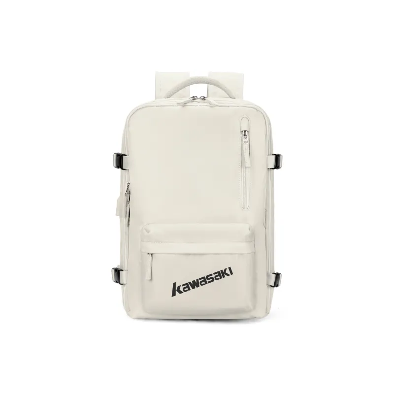 Kawasaki Fabric Backpack Travel Bag Laptop Bag Regular Unisex Black/Ecru/Light Blue-10