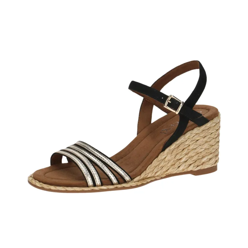CAPRICE Breanna Strap Sandals 7.5cm Women's Black Silver-2