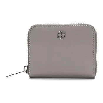 TORY BURCH Emerson Saffiano Leather Coin Purse Women's Gray