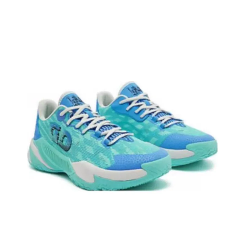 QIAODAN Anti Slip Wear Resistant Low Top Basketball Shoes Men's Frozen Blue-3