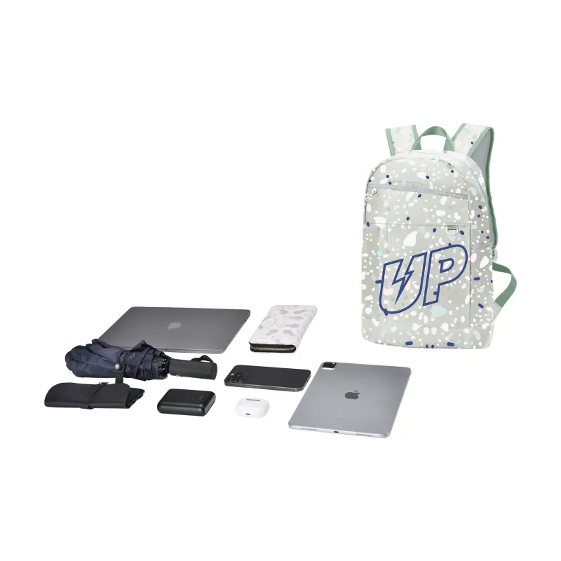TURN UP Polyester Backpack Laptop Bag Unisex Gray-4