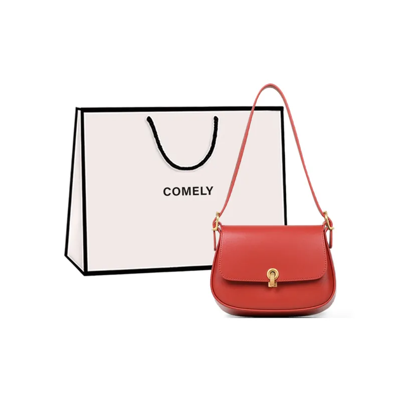 COMELY Cow Leather Patchwork Synthetic Leather Wedding Bag Shoulder Bag Crossbody Bag Small Size Women's Cherry Red-0