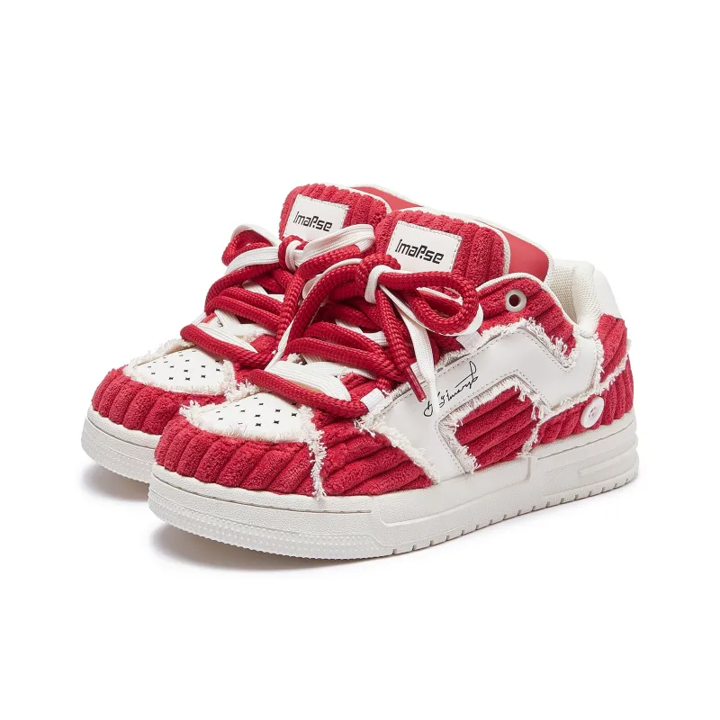 IMARSE Skateboard Shoes Unisex Low Top White/Beige/Red-2