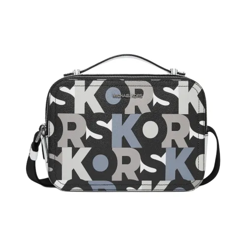 MICHAEL KORS Artificial Leather Camera Bag Handbag Shoulder Bag Crossbody Bag Men's Black/White With Gray Accents