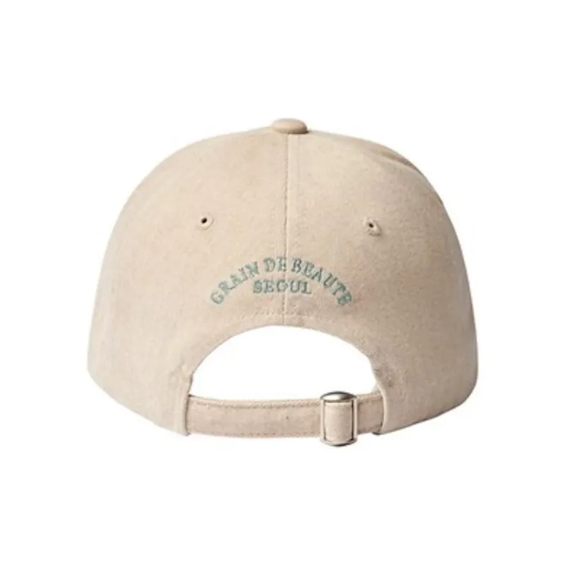 GRAIN DE BEAUTE Cotton Fabric Baseball Caps Unisex Beige Brown-1
