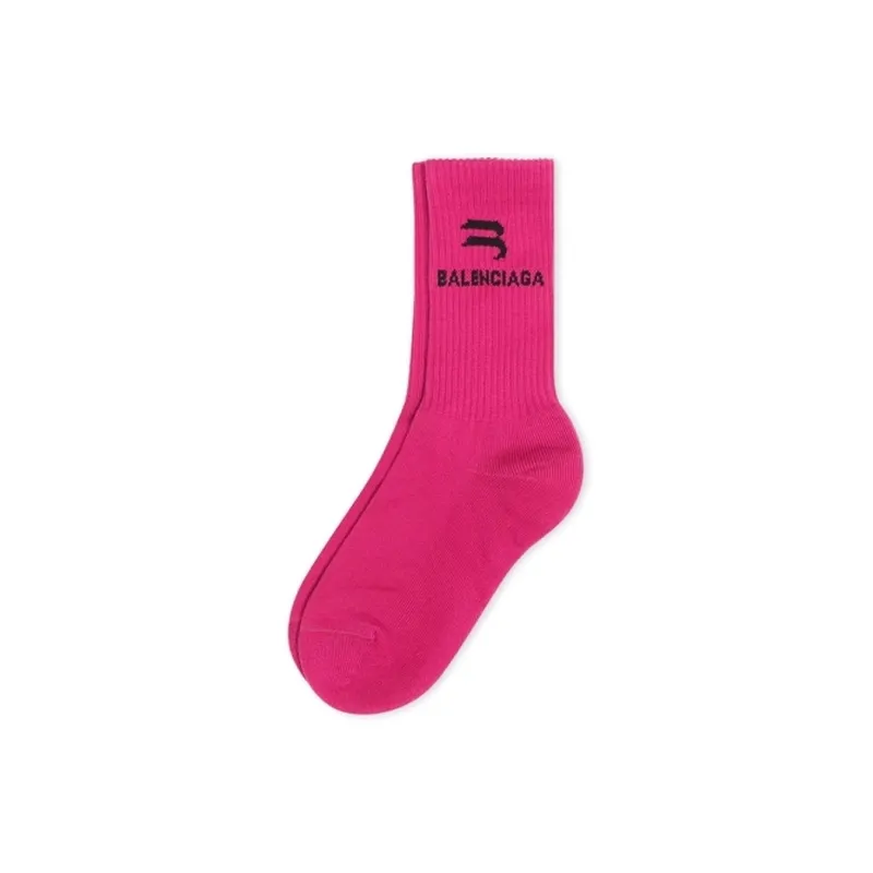 Balenciaga SS22 Mid-Calf Socks Regular Fit Women's 1 Pack Rose Red-1