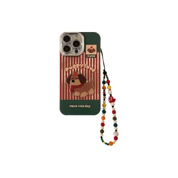 Cuttlefish Grid TPU Material Red Stripe Bacon Dog Phone Case Compatible With Apple 16/15/14/13/12/11