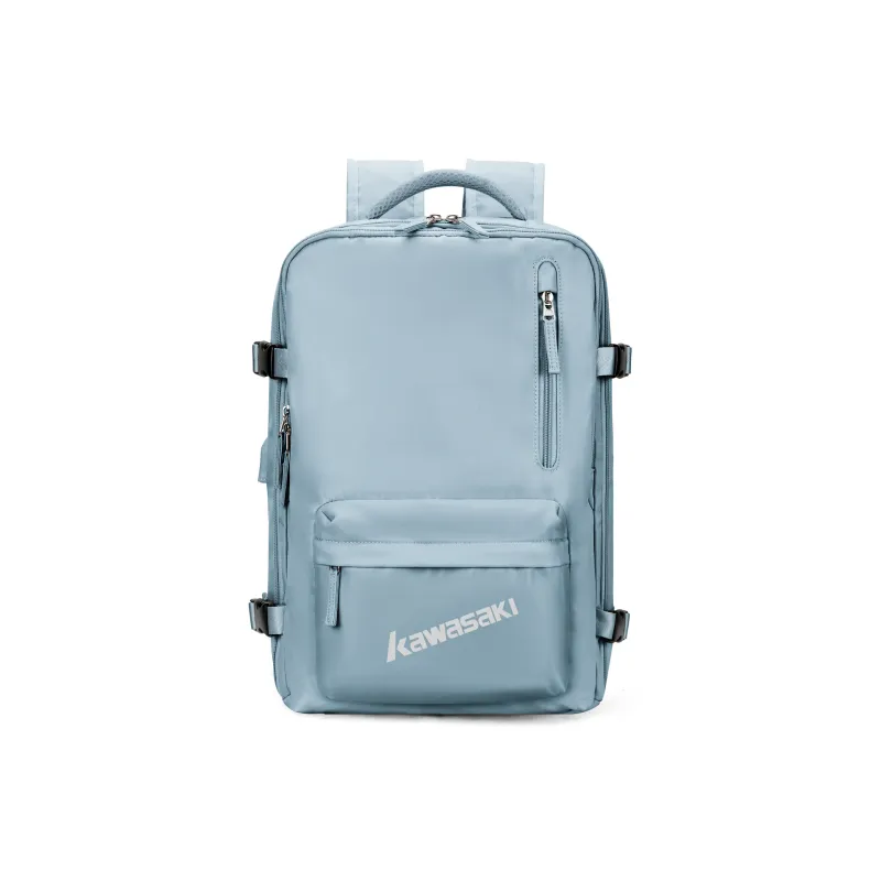 Kawasaki Fabric Backpack Travel Bag Laptop Bag Regular Unisex Black/Ecru/Light Blue-5