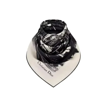 DIOR Mulberry Silk Scarves Women's Black