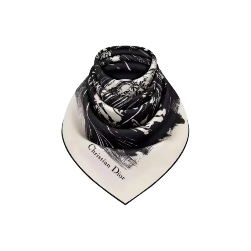 DIOR Mulberry Silk Scarves Women's Black-0