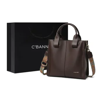 C°BANNER Cow Leather With Synthetic Leather Crossbody One Shoulder Handbag Large Size Women's Wine Coffee