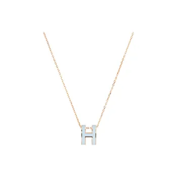 HERMES POP H Collection Metal Necklaces Women's Rose Gold