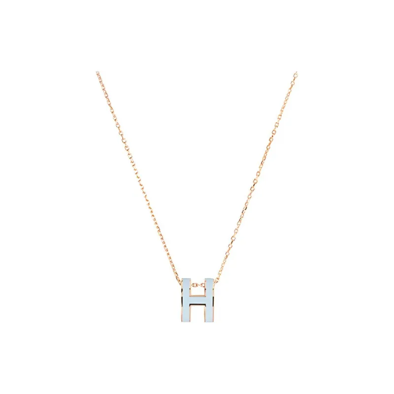 HERMES POP H Collection Metal Necklaces Women's Rose Gold-0