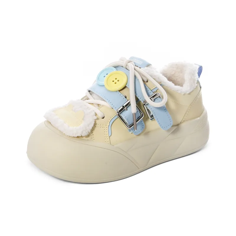 Lovely You Thermal Lightweight Slip Resistant Low Top Skateboard Shoes Women's Yellow Blue-31