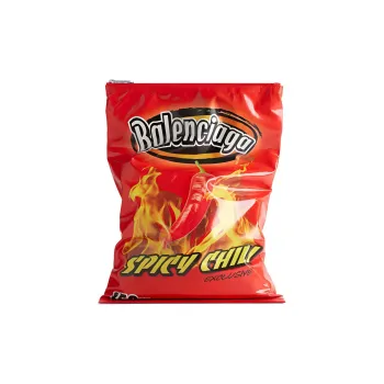 Balenciaga Smooth Finish Calfskin Potato Chip Bag Clutch Women's Red