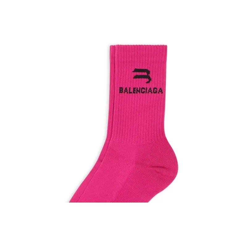 Balenciaga SS22 Mid-Calf Socks Regular Fit Women's 1 Pack Rose Red-2