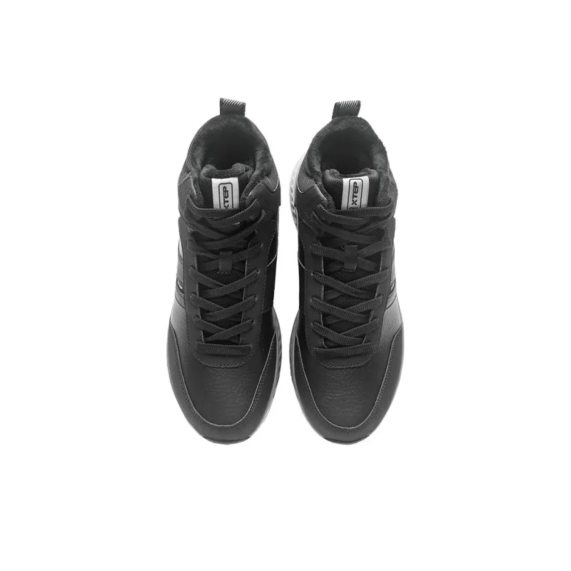 XTEP Slip Resistant Water Resistant Height Increasing High Top Casual Shoes Men's Black-3