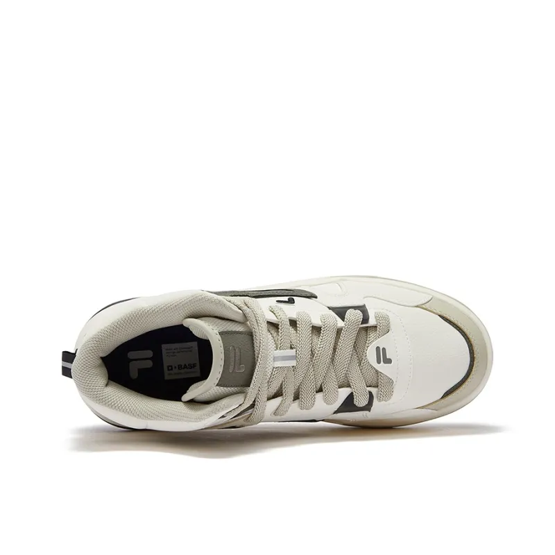 FILA FUSION BANK II Wear Resistant Mid Top Skateboard Shoes Men's Antique White Color-4