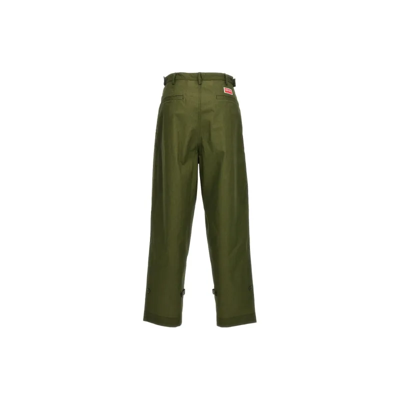 KENZO Logo Patch Mid-Rise Wide-Leg Trousers-1