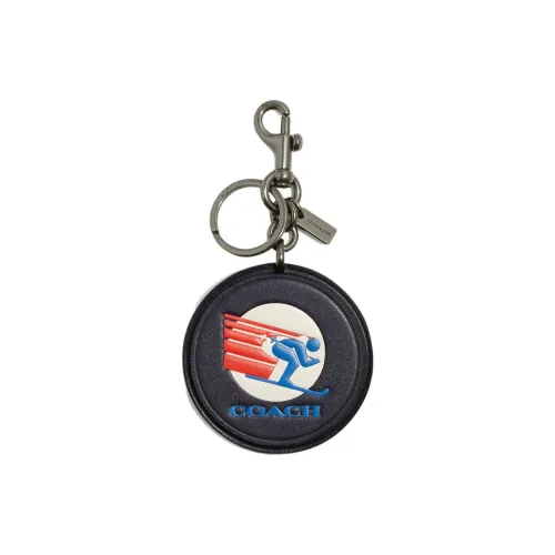 COACH Key Fob Cow Leather Keychain Bag Accessory Women's Midnight Blue