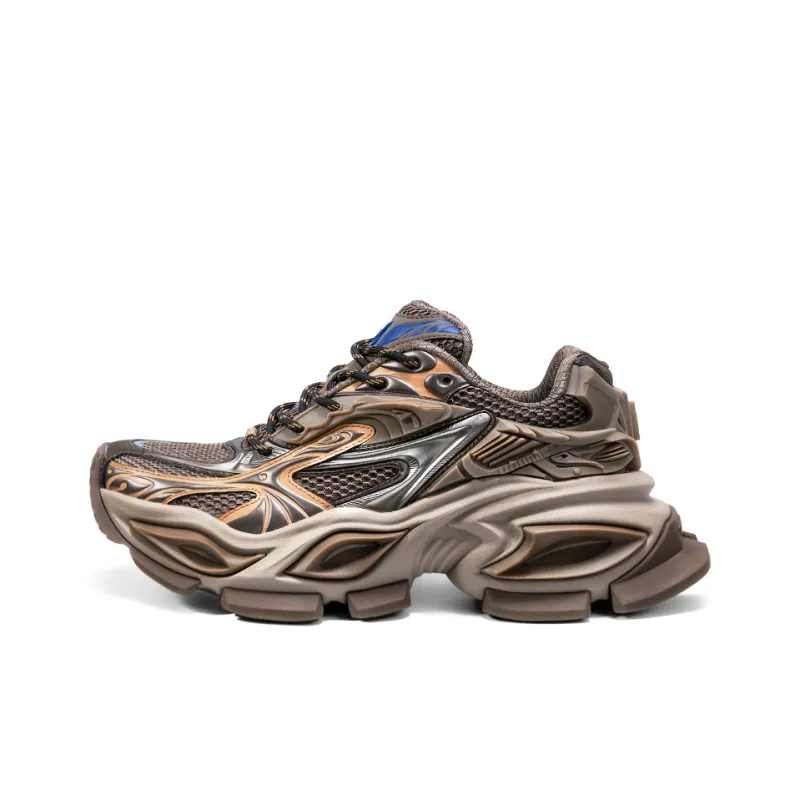 OGR Cross Eyed GAZE MAX Anti Slip And Wear Resistant Height Increasing Low Top Chunky Sneakers Unisex Brown-0