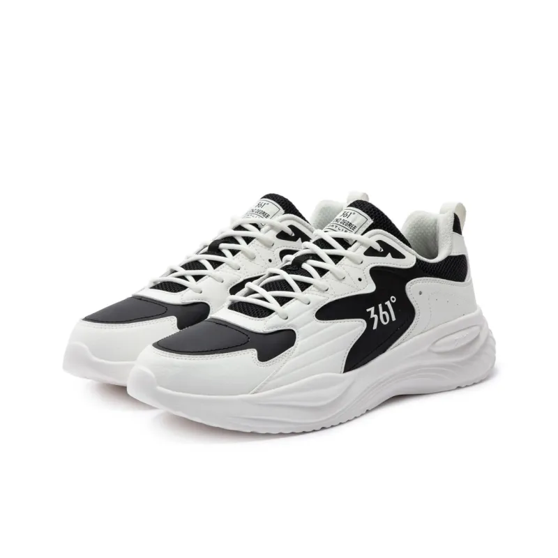 361° Life Collection Cushioning Anti Slip And Wear Resistant Low Top Casual Running Shoes Men's White Black-3