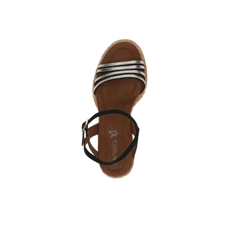 CAPRICE Breanna Strap Sandals 7.5cm Women's Black Silver-3