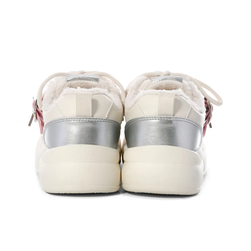 Lovely You Warm Lightweight And Wear Resistant Low Top Skateboard Shoes Women's Beige Silver Pink-28