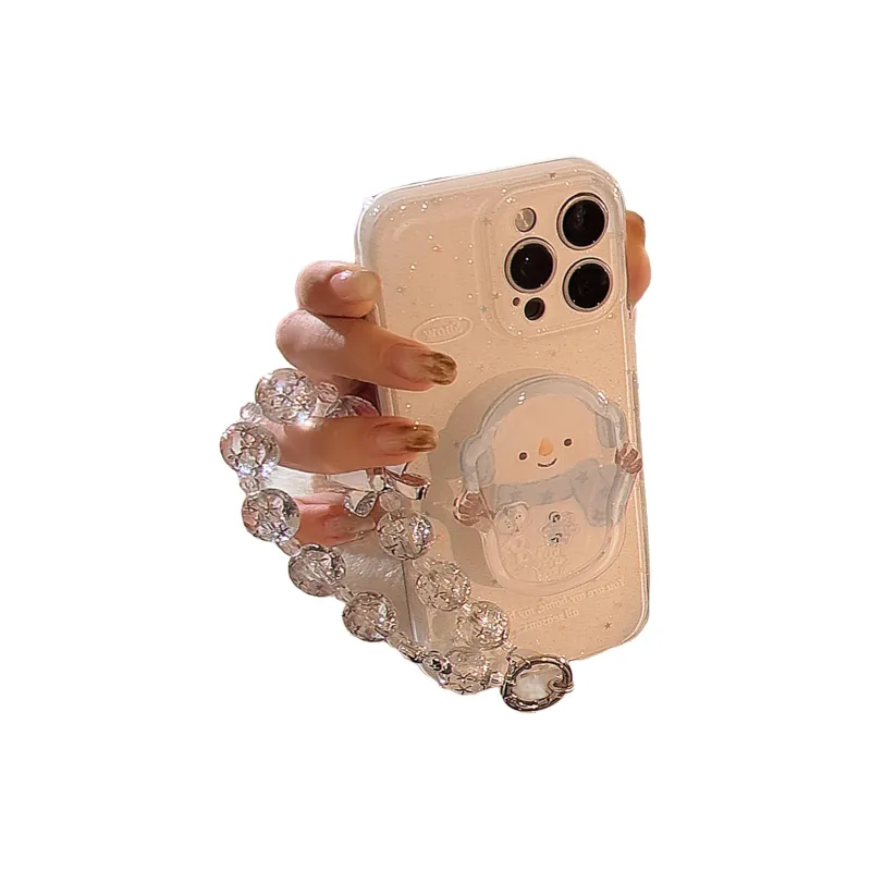 Cuttlefish Grid ABS+PC Material Winter Snowman Rocking Stand Phone Cases Compatible With Apple 16/15/14/13/12/11-1