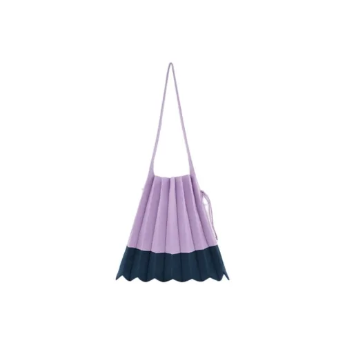 JOSEPH&STACEY Recycled Polyester Shoulder Bag Medium Size Women's Purple With Marine Blue Accents