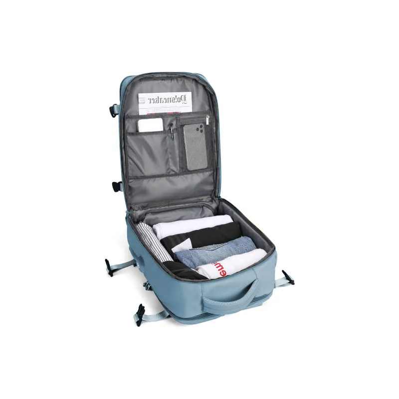 Kawasaki Fabric Backpack Travel Bag Laptop Bag Regular Unisex Black/Ecru/Light Blue-9
