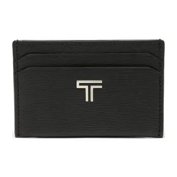 TUMI Pebbled Leather Card Holder Unisex Black